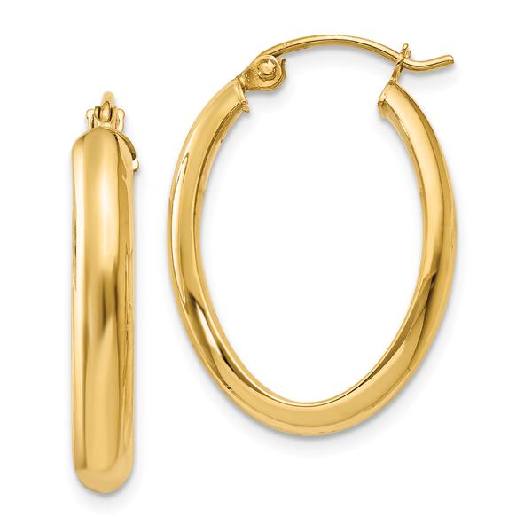 Gold Classics(tm) 14kt. Polished 3.5mm Oval Hoop Earrings