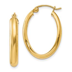 Gold Classics(tm) 14kt. Polished 3.5mm Oval Hoop Earrings