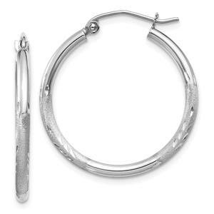 Gold Classics(tm) 14kt. White Gold Satin Round Hoop Earrings