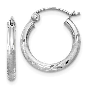 Gold Classics(tm) 14kt. White Gold Diamond Cut Hoop Earrings