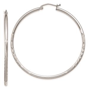 Gold Classics(tm) 14kt. White Gold Satin 50mm Hoop Earrings