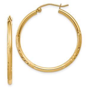 Gold Classics(tm) 14kt. Diamond Cut Round Tube Hoop Earrings