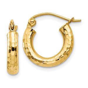 Gold Classics(tm) 14kt. Gold Diamond Cut 14mm Hoop Earrings