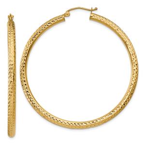 Gold Classics(tm) 14kt. Gold Diamond Cut 3mm Hoop Earrings