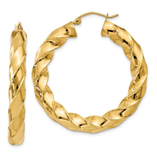 Gold Classics(tm) 39mm Gold Twist Hoop Earrings