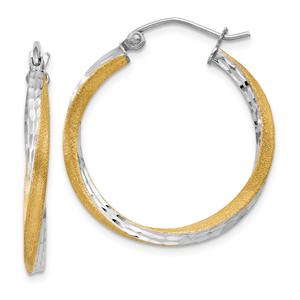 Gold Classics(tm) 14kt. Satin Diamond Cut 2.5mm Hoop Earrings
