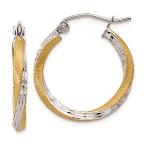 Gold Classics(tm) 14kt. Rhodium Twisted 20mm Hoop Earrings