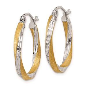 Gold Classics(tm) 14kt. Rhodium Twisted 20mm Hoop Earrings alternate view
