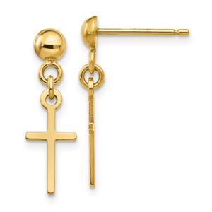 Gold Classics(tm) 14kt. Gold Cross Dangle Earrings