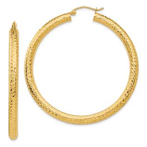 Gold Classics(tm) 14kt. Gold 50mm Diamond Cut Hoop Earrings