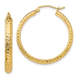 Gold Classics(tm) 14kt. Gold 28mm Diamond Cut Hoop Earrings