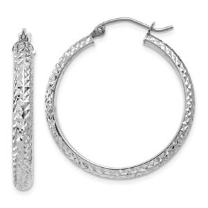 Gold Classics(tm) 14kt. White Gold 28mm Hoop Earrings