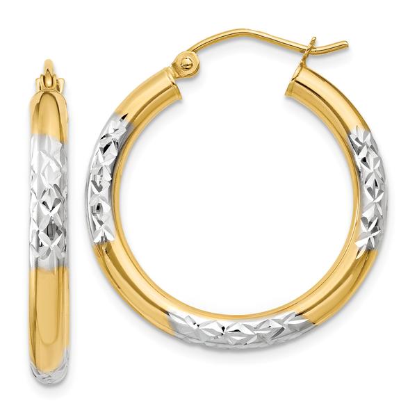 Gold Classics(tm) 14kt. Gold & Rhodium 25mm Hoop Earrings