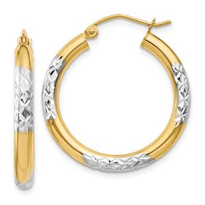 Gold Classics(tm) 14kt. Gold & Rhodium 25mm Hoop Earrings