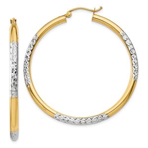 Gold Classics(tm) 14kt. Gold & Rhodium 45mm Hoop Earrings