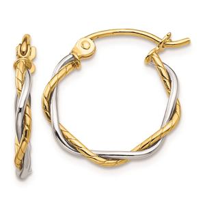 Gold Classics(tm) 14kt. Two-Tone 12x1.8mm Hoop Earrings