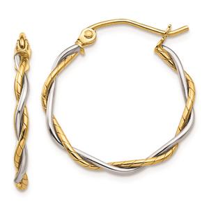 Gold Classics(tm) 14kt. Two-Tone 16x1.8mm Hoop Earrings