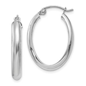 Gold Classics(tm) 14kt. White Gold 3.5mm Oval Hoop Earrings