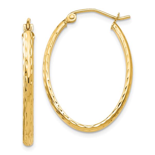 Gold Classics(tm) 14k Gold Diamond Cut Oval Hoop Earrings