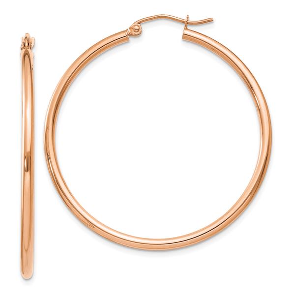 Gold Classics(tm) 14kt. Rose Gold 40mm Tube Hoop Earrings