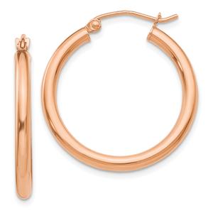 Gold Classics(tm) 14kt. Rose Gold 25mm Tube Hoop Earrings