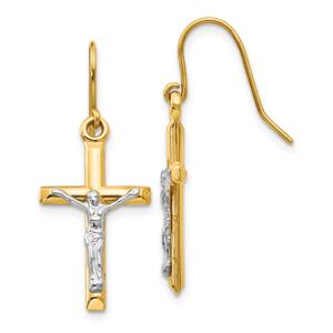 Gold Classics(tm) 14kt. Two-Tone Crucifix Stud Earrings