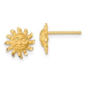 Gold Classics(tm) 14kt. Satin Diamond Cut Sun Post Earrings