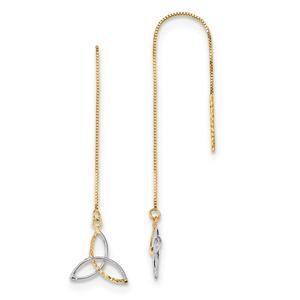 Gold Classics(tm) 14kt. Box Chain Celtic Knot Threader Earrings