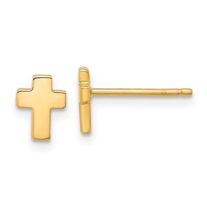 Gold Classics(tm) 14kt. Gold Faith Cross Stud Earrings