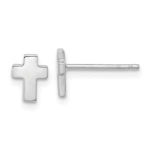 Gold Classics(tm) 14kt. White Gold Cross Stud Earrings