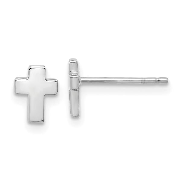 Gold Classics(tm) 14kt. White Gold Cross Stud Earrings