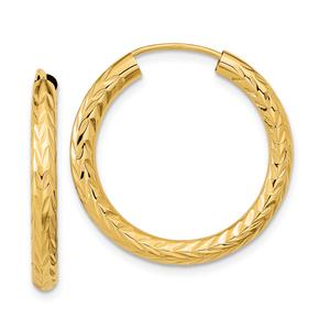 Gold Classics(tm) 25mm 14kt. Gold Diamond Cut Hoop Earrings