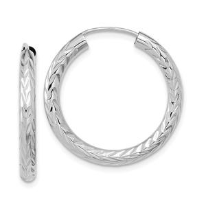 Gold Classics(tm) 25mm 14kt. White Diamond Cut Hoop Earrings