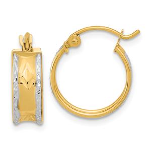 Gold Classics(tm) 14kt. White Rhodium Diamond Cut Hoop Earrings