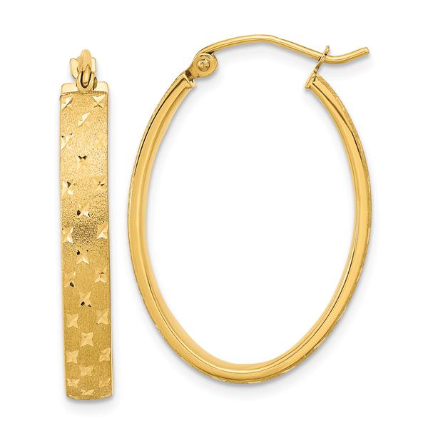 Gold Classics(tm) 14kt. Satin Diamond Cut Hoop Earrings
