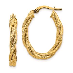 Gold Classics(tm) 14kt. Textured Twisted Oval Hoop Earrings