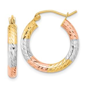 Gold Classics(tm) 14kt. White & Rose Rhodium Hoop Earrings