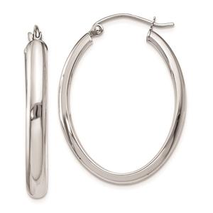 Gold Classics(tm) 14kt. White Gold 17x3.75mm Hoop Earrings