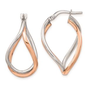 Gold Classics(tm) 14kt. White & Rose Gold Swirl Hoop Earrings