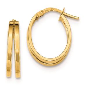 Gold Classics(tm) 14kt. Double 19.4x14mm Hoop Earrings