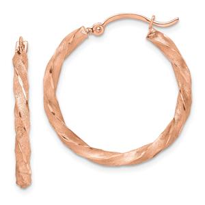 Gold Classics(tm) 27mm Rose Gold Satin Hoop Earrings