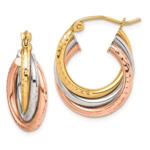 Gold Classics(tm) 14kt. Tri-Color Triple Hoop Earrings