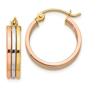 Gold Classics(tm) 14kt. Tri-Color 18x4mm Hoop Earrings
