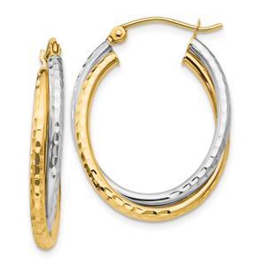 Gold Classics(tm) 14kt. Two-Tone Hoop Earrings