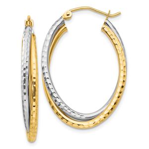 Gold Classics(tm) 14kt. Two-Tone Oval Hoop Earrings