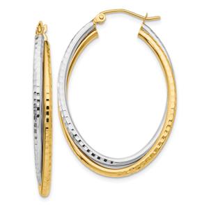 Gold Classics(tm) Two-Tone Oval Hoop Earrings