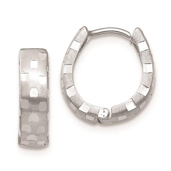 Gold Classics(tm) 14kt. White Gold Diamond Cut Hoop Earrings