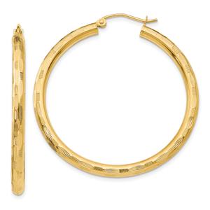 Gold Classics(tm) 14kt. Gold 40mm Textured Hoop Earrings