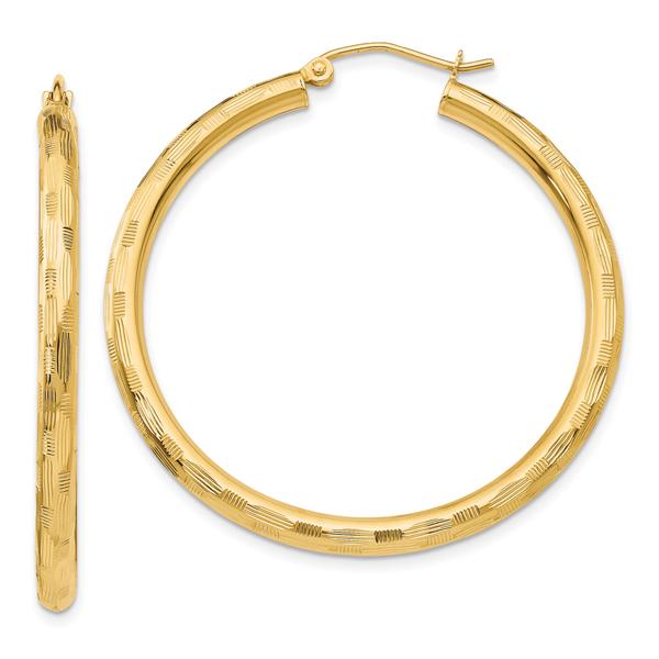 Gold Classics(tm) 14kt. Gold 40mm Textured Hoop Earrings
