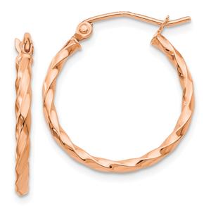 Gold Classics(tm) 14kt. Rose Gold Twist Hoop Earrings
